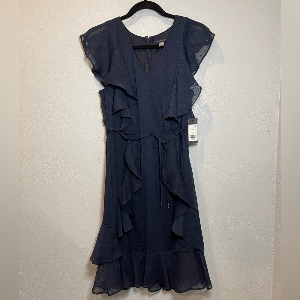 Tommy Hilfiger Elegant Navy Ruffle Dress